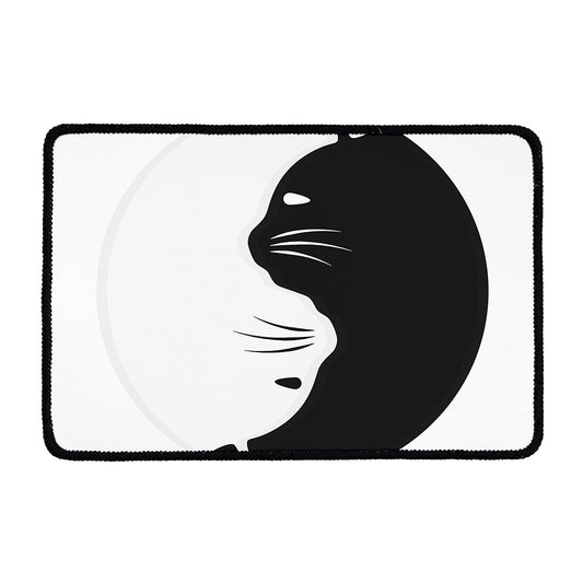 Black And White Cat Yin Yang Print Kitchen Mat