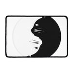 Black And White Cat Yin Yang Print Kitchen Mat