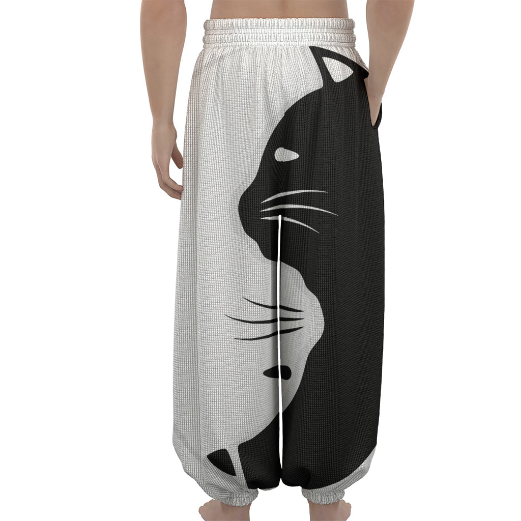 Black And White Cat Yin Yang Print Lantern Pants