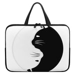 Black And White Cat Yin Yang Print Laptop Sleeve With Handle