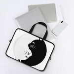 Black And White Cat Yin Yang Print Laptop Sleeve With Handle