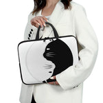 Black And White Cat Yin Yang Print Laptop Sleeve With Handle