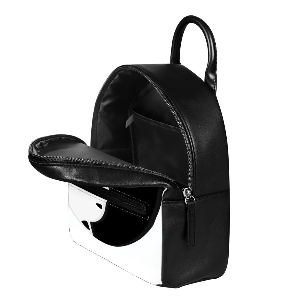 Black And White Cat Yin Yang Print Leather Backpack