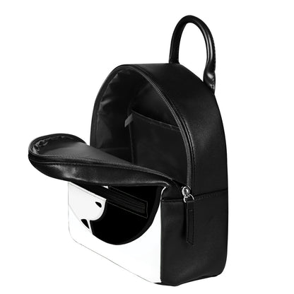 Black And White Cat Yin Yang Print Leather Backpack