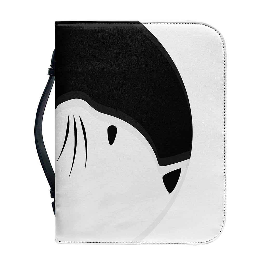 Black And White Cat Yin Yang Print Leather Bible Cover
