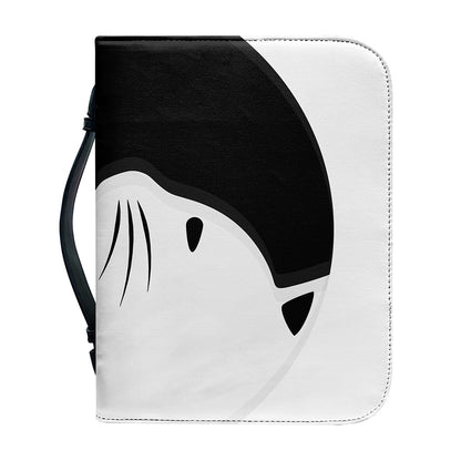 Black And White Cat Yin Yang Print Leather Bible Cover