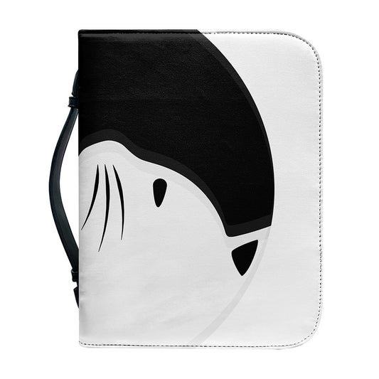 Black And White Cat Yin Yang Print Leather Bible Cover