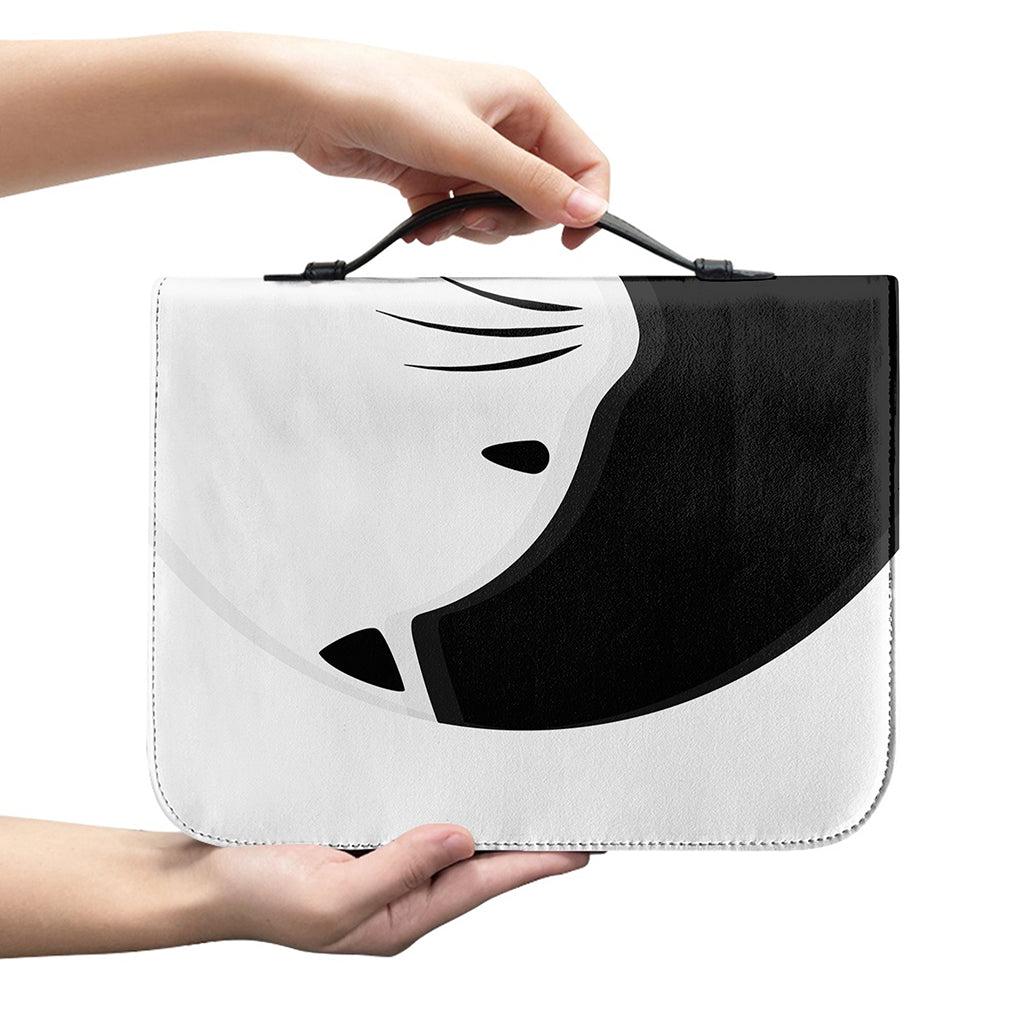 Black And White Cat Yin Yang Print Leather Bible Cover