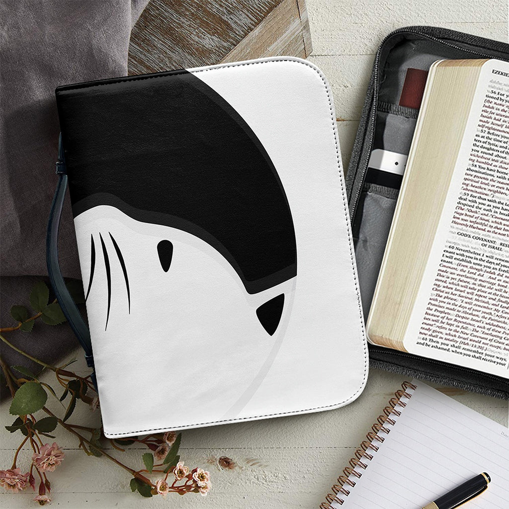 Black And White Cat Yin Yang Print Leather Bible Cover