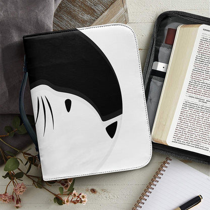 Black And White Cat Yin Yang Print Leather Bible Cover