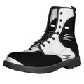 Black And White Cat Yin Yang Print Lace-Up Boots