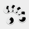 Black And White Cat Yin Yang Print Leather Coaster Set