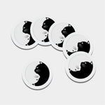 Black And White Cat Yin Yang Print Leather Coaster Set