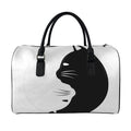 Black And White Cat Yin Yang Print Leather Duffel Bag