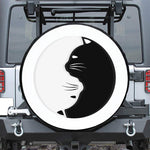 Black And White Cat Yin Yang Print Leather Spare Tire Cover