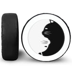 Black And White Cat Yin Yang Print Leather Spare Tire Cover