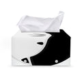 Black And White Cat Yin Yang Print Leather Tissue Box Cover