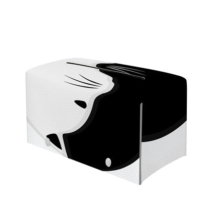 Black And White Cat Yin Yang Print Leather Tissue Box Cover