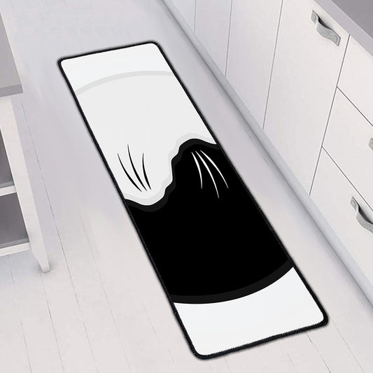 Black And White Cat Yin Yang Print Long Kitchen Mat