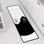 Black And White Cat Yin Yang Print Long Kitchen Mat