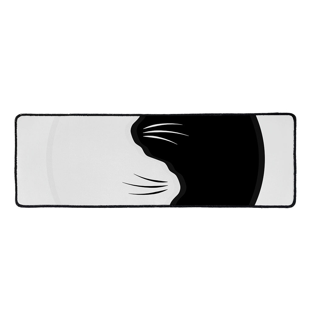 Black And White Cat Yin Yang Print Long Kitchen Mat