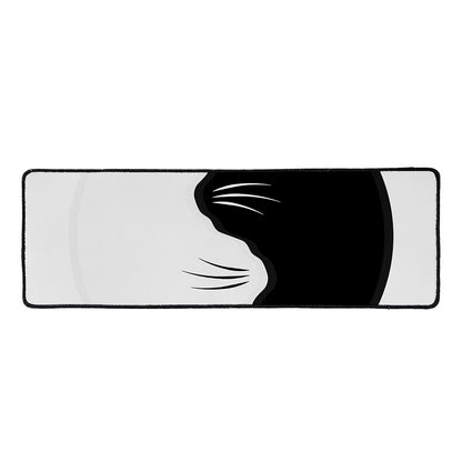 Black And White Cat Yin Yang Print Long Kitchen Mat