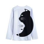 Black And White Cat Yin Yang Print Long Sleeve Short Coat