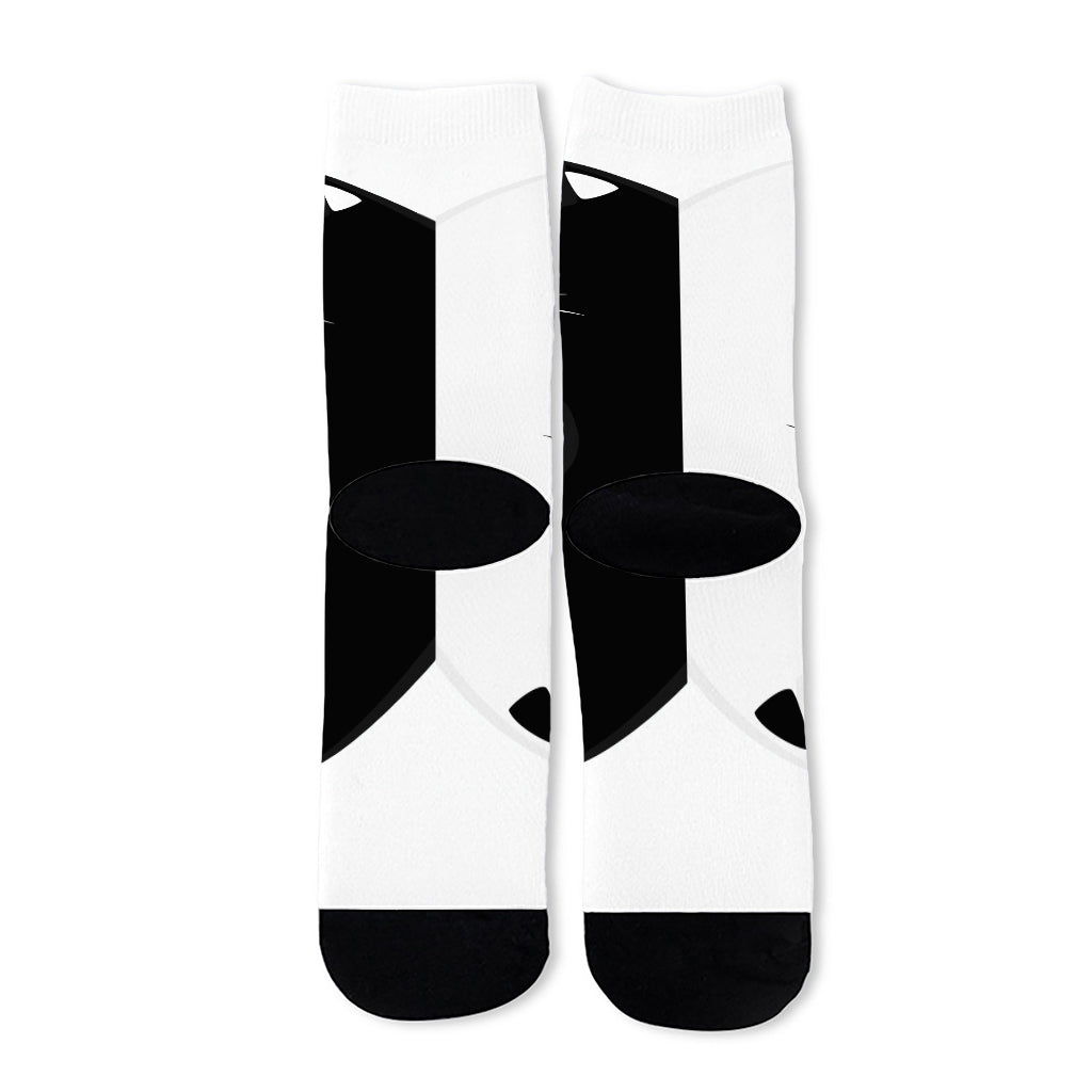 Black And White Cat Yin Yang Print Long Socks