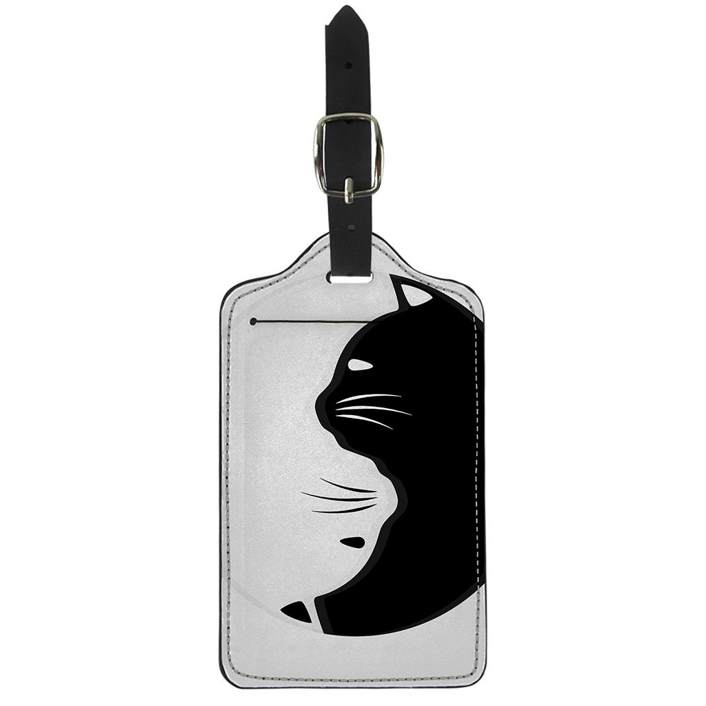 Black And White Cat Yin Yang Print Luggage Tag