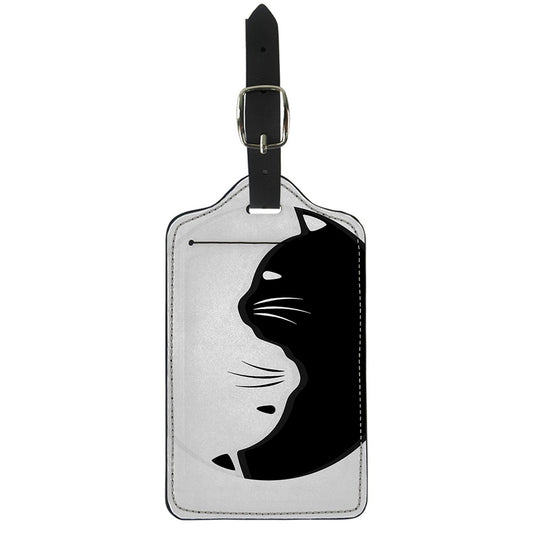 Black And White Cat Yin Yang Print Luggage Tag