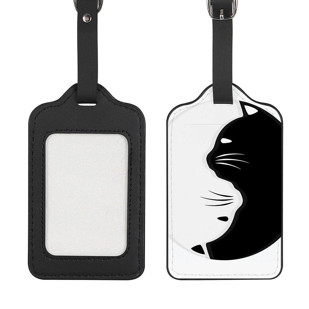 Black And White Cat Yin Yang Print Luggage Tag