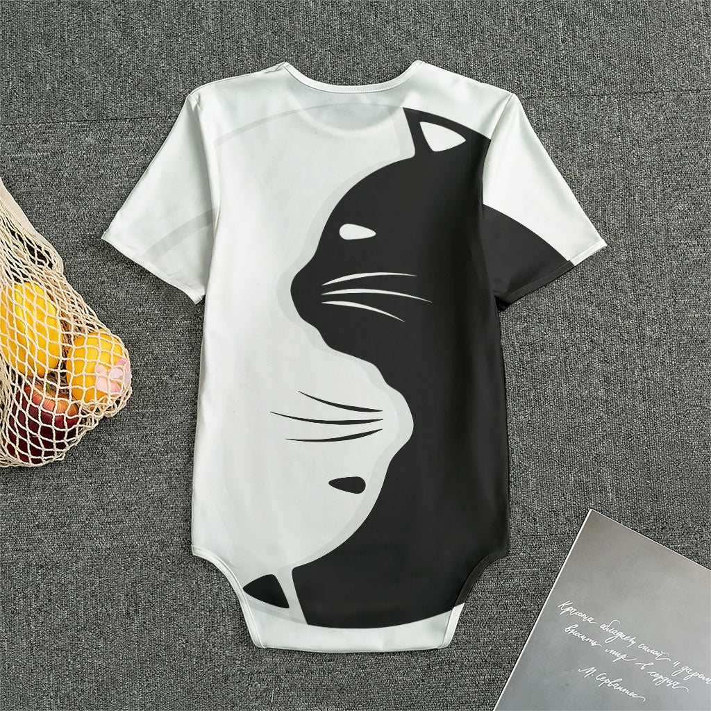 Black And White Cat Yin Yang Print Men's Bodysuit