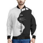 Black And White Cat Yin Yang Print Men's Bomber Jacket