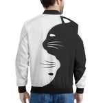 Black And White Cat Yin Yang Print Men's Bomber Jacket