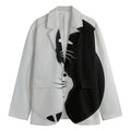 Black And White Cat Yin Yang Print Men's Cotton Blazer