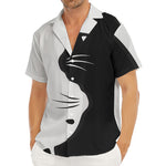 Black And White Cat Yin Yang Print Men's Deep V-Neck Shirt