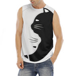 Black And White Cat Yin Yang Print Men's Fitness Tank Top