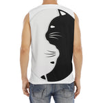Black And White Cat Yin Yang Print Men's Fitness Tank Top