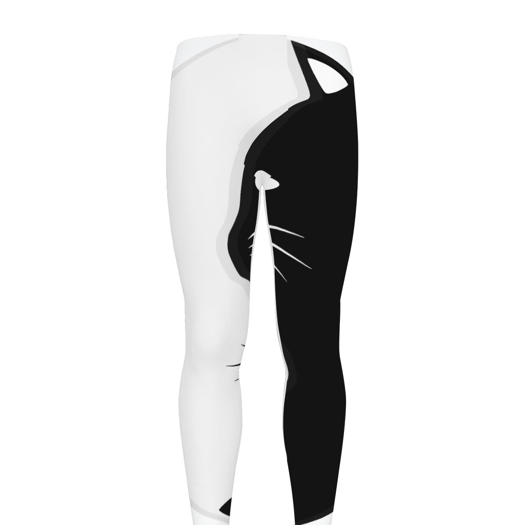 Black And White Cat Yin Yang Print Men's leggings