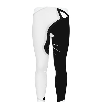Black And White Cat Yin Yang Print Men's leggings