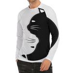 Black And White Cat Yin Yang Print Men's Long Sleeve Rash Guard
