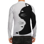 Black And White Cat Yin Yang Print Men's Long Sleeve Rash Guard