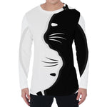 Black And White Cat Yin Yang Print Men's Long Sleeve T-Shirt
