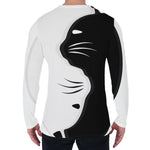 Black And White Cat Yin Yang Print Men's Long Sleeve T-Shirt