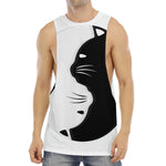 Black And White Cat Yin Yang Print Men's Muscle Tank Top