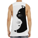 Black And White Cat Yin Yang Print Men's Muscle Tank Top