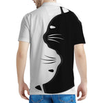 Black And White Cat Yin Yang Print Men's Polo Shirt