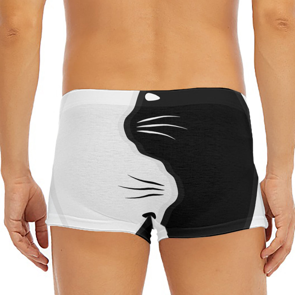 Black And White Cat Yin Yang Print Men's Short Boxer Briefs