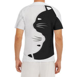 Black And White Cat Yin Yang Print Men's Short Sleeve Rash Guard