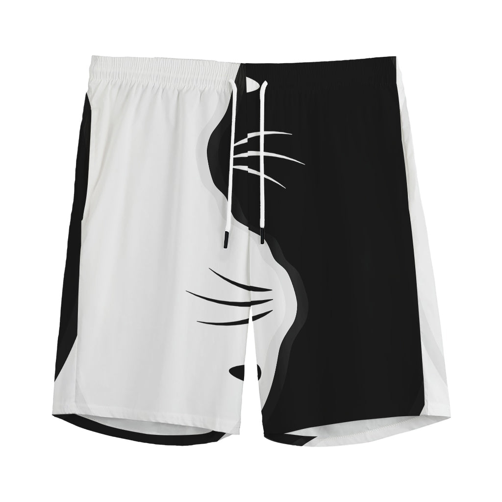 Black And White Cat Yin Yang Print Men's Sports Shorts